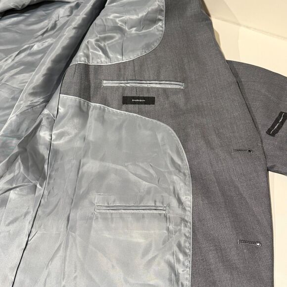 JF J Ferrar Suit Jacket Mens 54X BGLG Gray Sharkskin 2 Button Front Peak Lapel - Picture 6 of 16